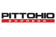 Logo for Pitt Ohio Express: The text PITT OHIO appears in bold black uppercase letters, while EXPRESS stands out in white against a vibrant red background, reminiscent of the bold style seen with T Force Freight branding.