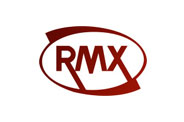 Logo with the letters RMX in bold, red font inside an oval. The oval is outlined in red with a thick border, and a diagonal red stripe crosses behind the letters, hinting at Freight Shipping Services.