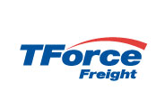The logo of T Force Freight showcases TForce in bold blue letters with a striking red curved line above, complemented by Freight in smaller blue letters below.
