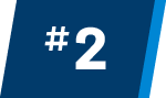 2 A dark blue rectangle with the text #2 in large white font, and a lighter blue diagonal stripe on the right edge.