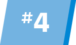 4 A blue rectangle with the white text #4 in the center. The right edge is angled with a darker blue stripe.