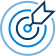 Driven A simple blue and light blue target with a dart hitting the center, symbolizing accuracy or hitting a goal.
