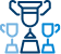 Rewarding Three trophy icons are shown, with a large dark blue trophy in the center and two smaller, lighter blue trophies on each side, symbolizing first, second, and third place awards.