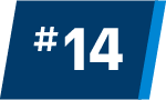 A dark blue, slanted rectangle with the white text #14 centered on it. The right edge has a light blue border, making it perfect for highlighting details in a freight agent program or for use by professional freight agents.